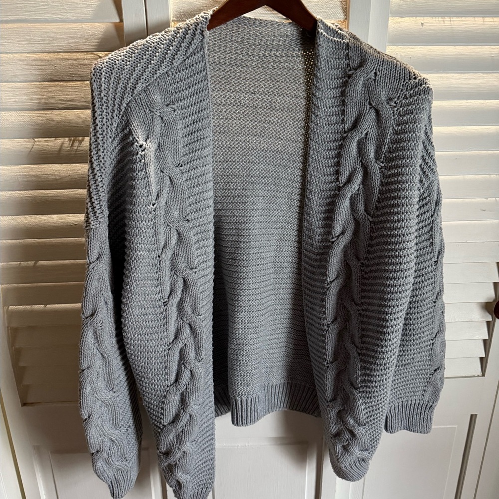 Amazon Gray Women's Cable Knit Cardigan